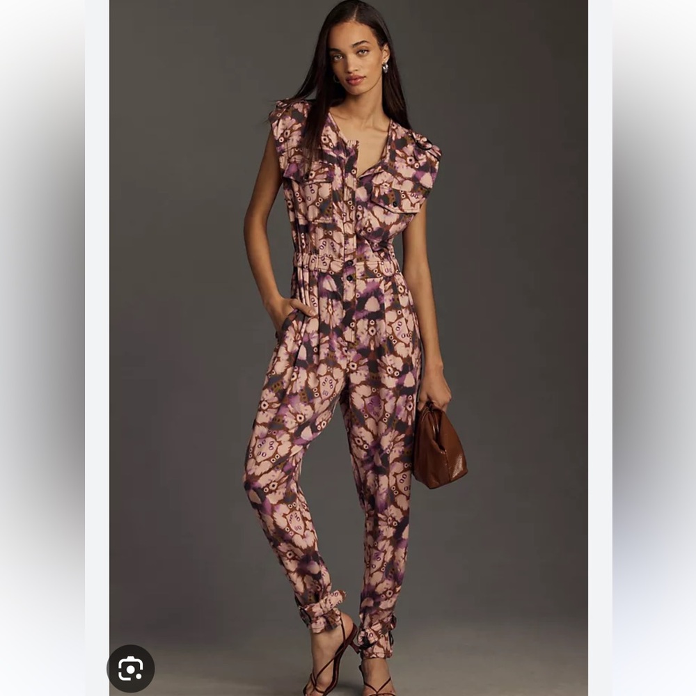 Anthropologie | SLEEVELESS CUTOUT PRINTED JUMPSUIT NWOT